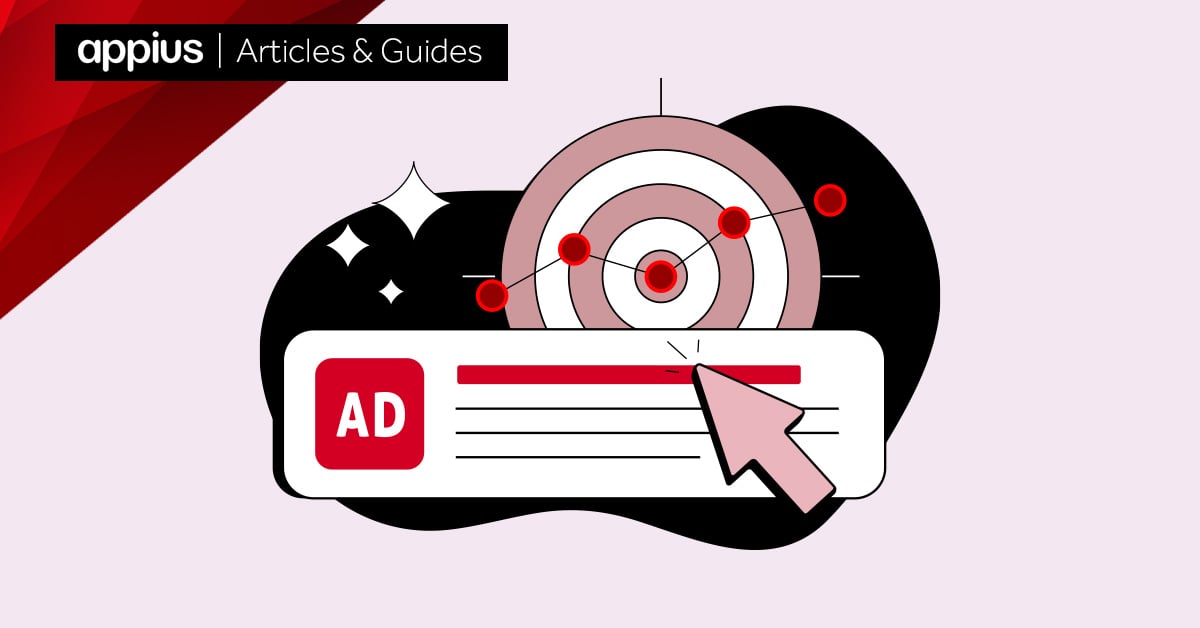 Illustration of a targeted online advert with a cursor, representing digital advertising and audience targeting