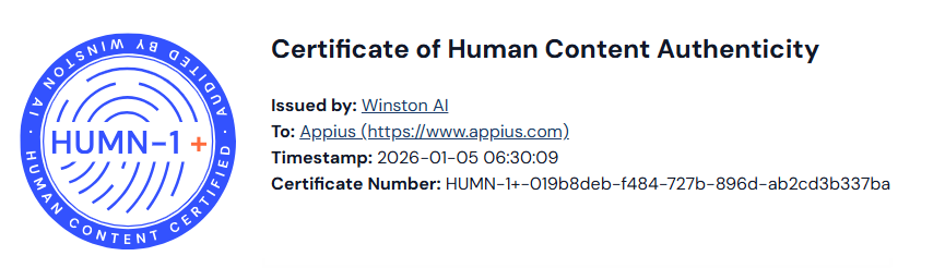 Appius Humn-1+ Certified by Winston AI