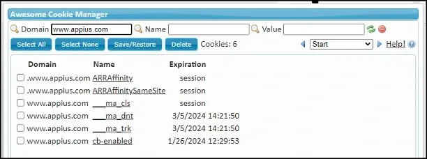 Awesome Cookie Manager screenshot