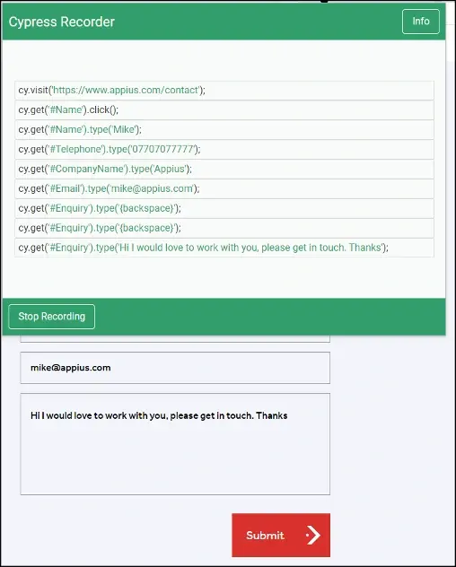 Cypress Recorder Screenshot